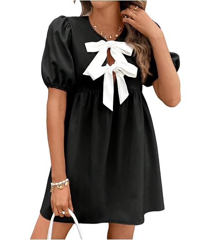 black dress with white bow on front Kesy Tie Mini | | Womens FABRIC CONTENT Crystal Halter Bow-Front Black Evening