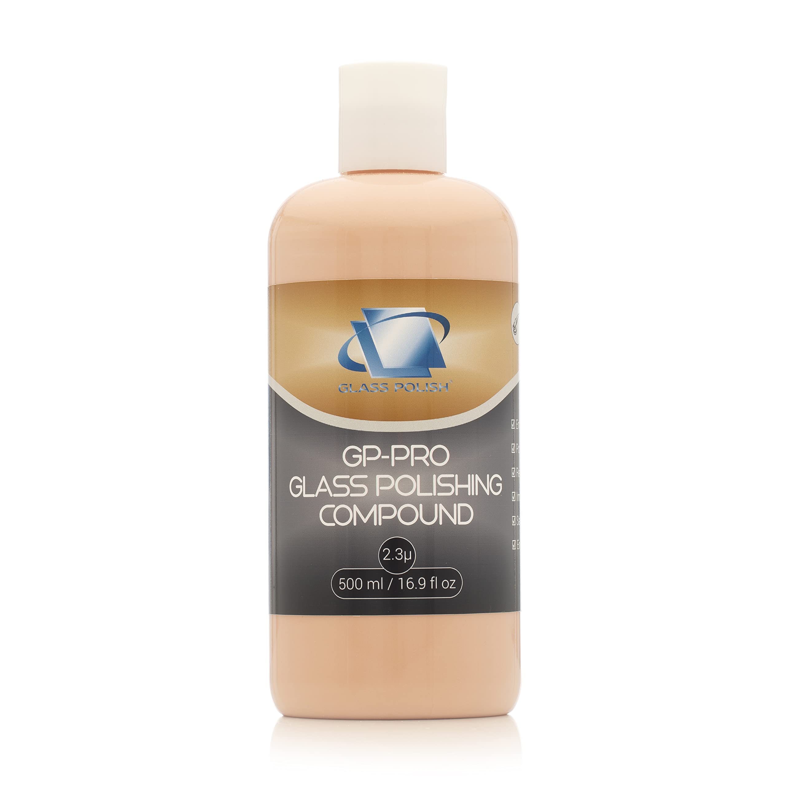 GLASS POLISH PRO Glass Polishing Compound 500ml (16.9oz) Extra Concentrated Suspended Cerium Oxide Formula with 2.3 Micron Particle Size for Enhanced Restoration Performance