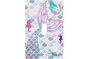 SPTVAN Mermaid Scales Tail 1 Gang Light Switch Cover Single Toggle Wall Plate Decorative Switchplate Electrical Faceplate for Girls Kids Bedroom Nursery House Living Room Decor