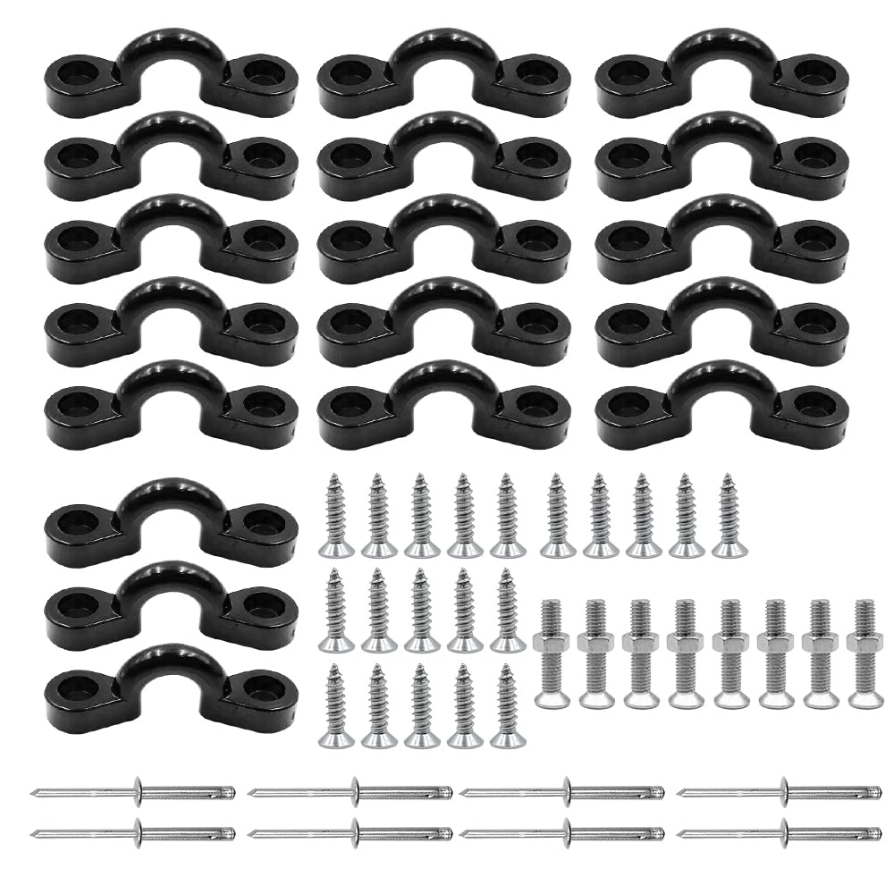 XINGSUI 18 Pcs Nylon C-Buckle,Hunchback Buckle,Carrying Handle Buckle,Securing Seat Anchor Rope Paddle Leash,Replacement Parts for Inflatable Boat Kayak Canoe Deck Accessories (with 36 Screws)