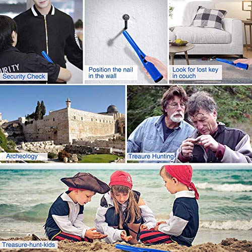 SUMGOTT Pinpointer Metal Detector, Gold Metal Detector Handheld Pinpointer Probe Waterproof with High Accuracy for Treasure Hunting with Waterproof Bag 9V Battery (Included) Blue