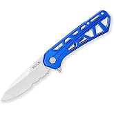 Buck Knives 812 Trace Folding EDC Knife, Blue, 3.95 oz | 3.23&rdquo; Drop Point 7Cr17MoV Steel Blade, Partially Serrated, Aluminum Handle, Pocket Knife for Everyday Carry
