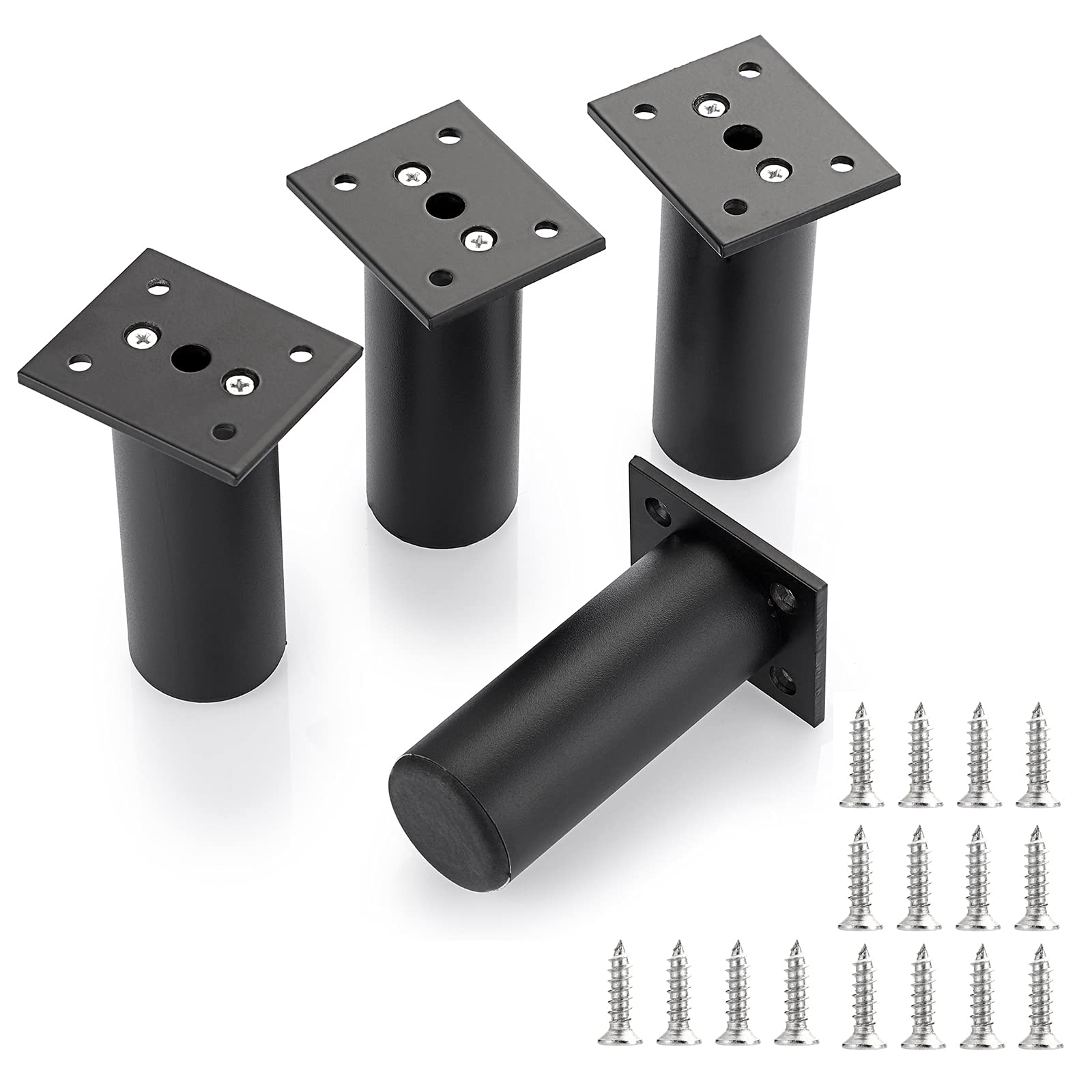 IGNPION 4Pcs 4'' Adjustable Furniture Feet,Aluminum Alloy Sofa Furniture Cabinet Riser DIY Furniture Replacement Legs for TV Cabinet Ottoman Sofa Cupboard, Black