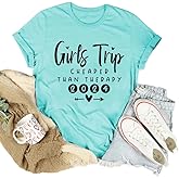 Aoswep Girl's Trip 2024 Letter Print Women Slogan T-Shirt