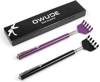 OWUDE Portable Extendable Back Scratcher Pack of 2 - Black & Purple