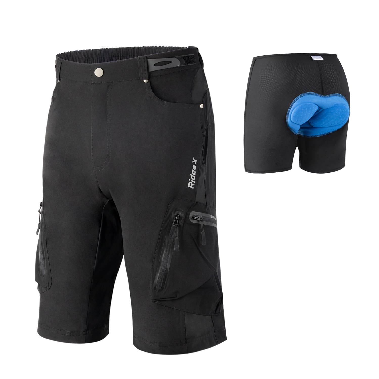 Photo 1 of Men's Mountain Bike Shorts 3D Padded MTB Shorts Lightweight Loose-fit Bicycle Cycling Biking Shorts (Black, XX-Large)
