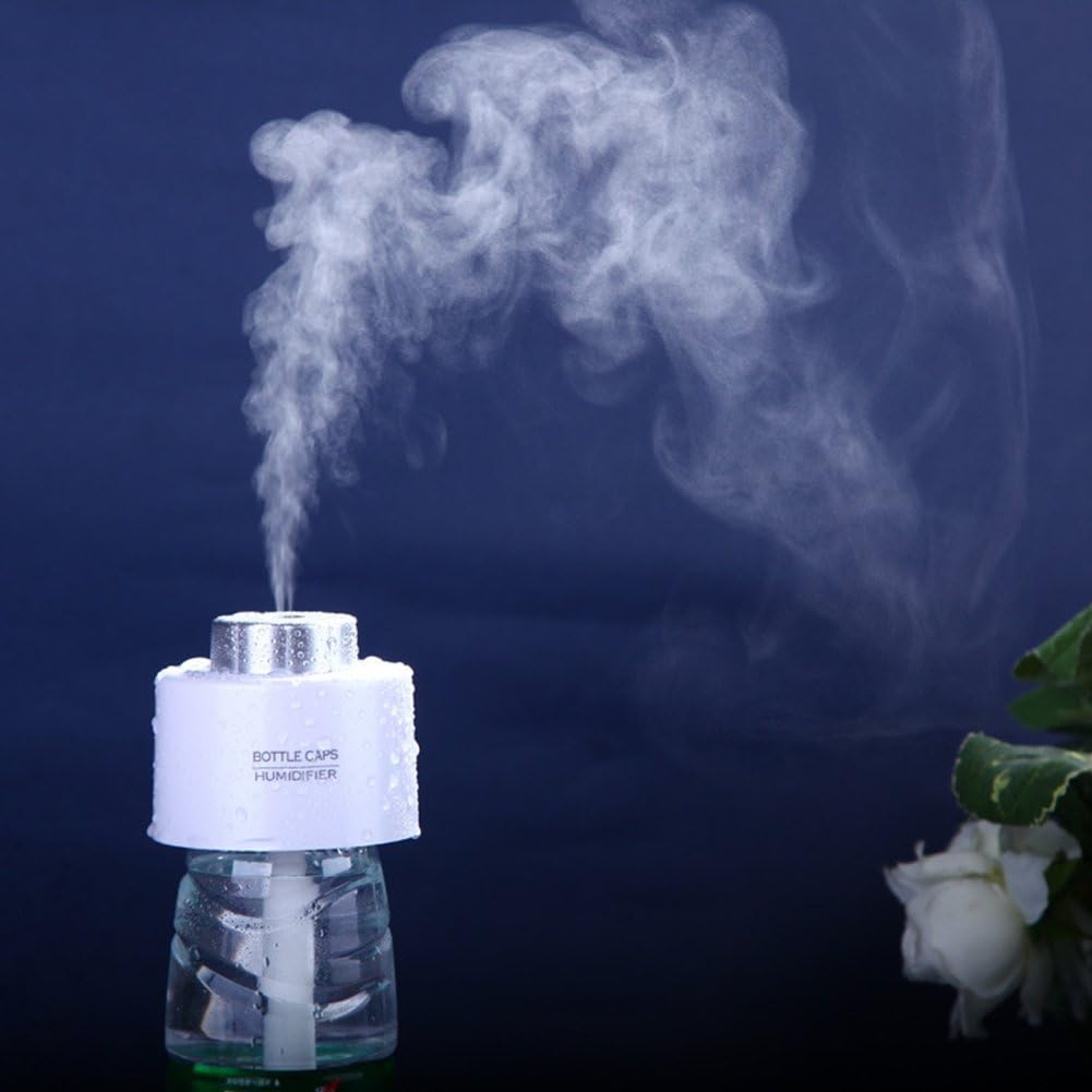 Yoear USB Portable Bottle Cap Air Humidifier Diffuser Purifier Aroma Mist Maker for Office Home Travel (white)