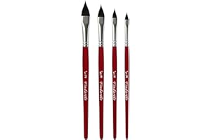 Findartle Cat Tongue Watercolour Brushes,4 Pcs Oval Wash Paint Brushes for Watercolour Acrylic Oil Gouache Painting, Professi