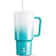 Meoky 30 oz Tumbler with Handle, Tumbler with Lid and Straw, Insulated Stainless Steel Travel Mug, 100% Leak-proof, Cupholder Friendly, Keeps Cold for 24 Hours or Hot for 8 Hours (Azure)
