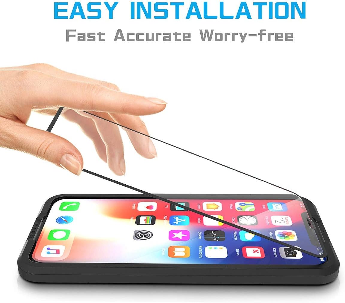MANTO 3-Pack Screen Protector for iPhone 11 Pro and iPhone Xs X 5.8 Inch Full Coverage Tempered Glass Film Edge to Edge Protection, Black