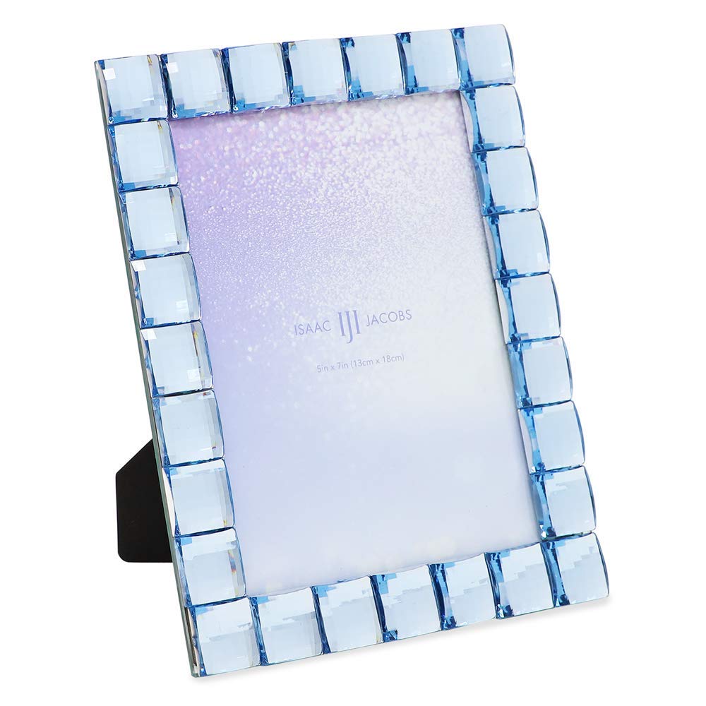 Isaac Jacobs International Iji Eraser Jewel Photo Frame 5x7 Light Blue