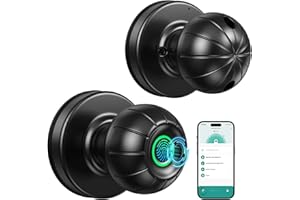 SOOWAY Fingerprint Door Lock, Smart Fingerprint Door knob, Smart Door Knob with App Control & Key, Keyless Entry Door Lock for Bedroom, Garage, Office, Closet, Pantry