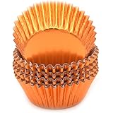 Mombake Standard Orange Foil Cupcake Liners Muffin Baking Cups for Party and More, 100-Count