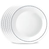 Corelle Caspian Lace 6-Piece 8.5-Inch Lunch Plate Set | Lightweight, Chip-Resistant Vitrelle Glass, Dishwasher, Microwave &amp; Oven Safe, Made in USA