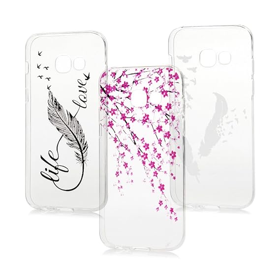 MAXFE.CO 3 x TPU Silikon A3 (2017) Hülle Schale Etui Protective Case Cover Rück mit Ultra Slim Skin Aquarell Malerei Design S
