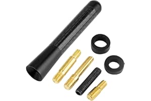 Aramox Car Replacement Antenna,3Carbon Fiber Screw Radio Short Antenna Aerial for Universal Car Modification (Black)