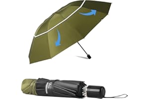 BAODINI Inverted Large Compact Umbrella Golf Size 54 inch arc Vented Canopy UV Protection Manual Open Close Umbrella for Rain Sun and Wind