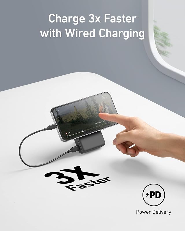 Bateria externa magnética anker 633, banco de energia sem fio dobrável pd20w de 10.000 mah com cabo usb c, compatível com iphone série 16/15/14/13/12 e mais