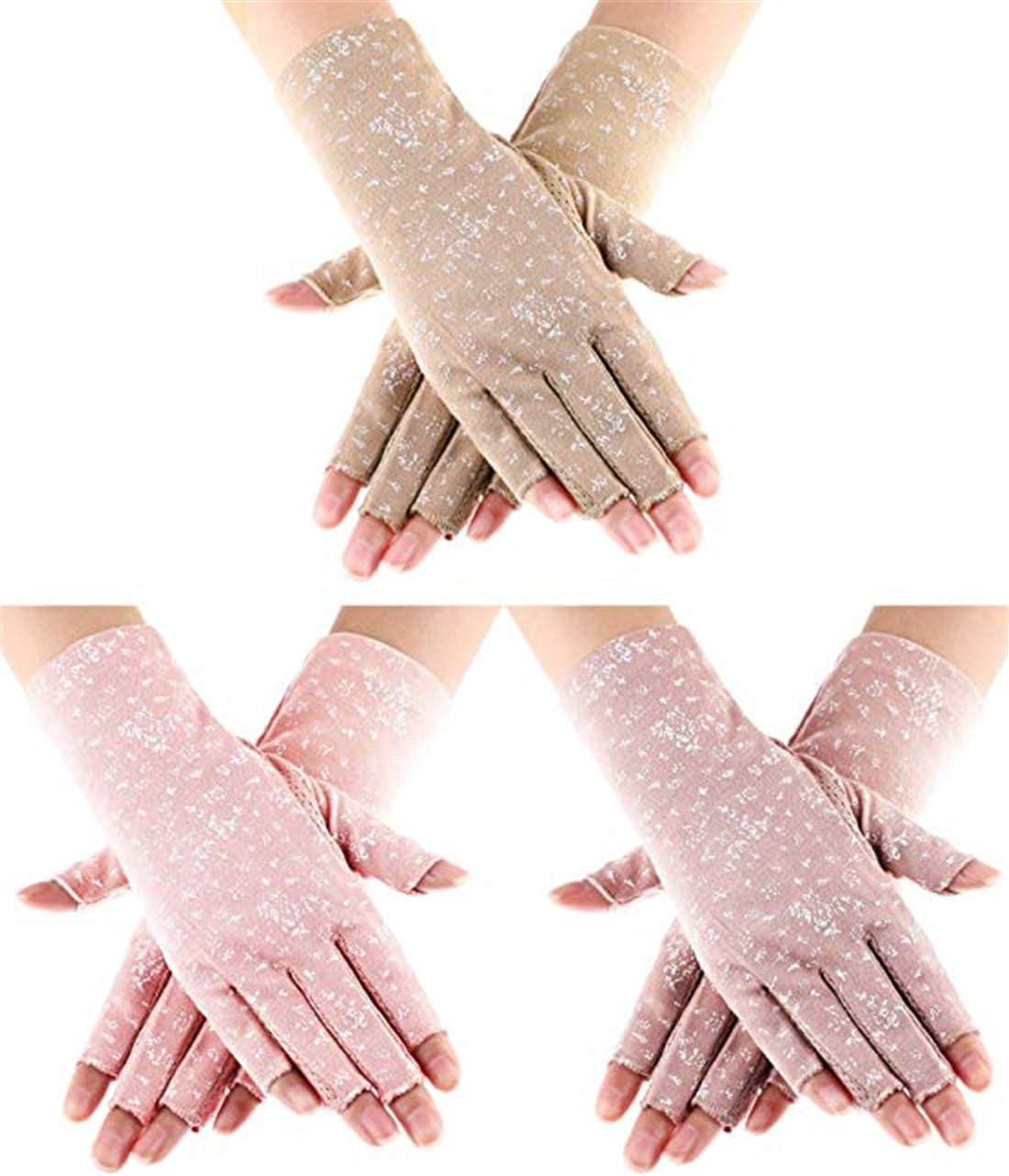 sunblock fingerless gloves 3 pair women's fashion fingerless gloves cotton gloves for girl women UV protection gloves