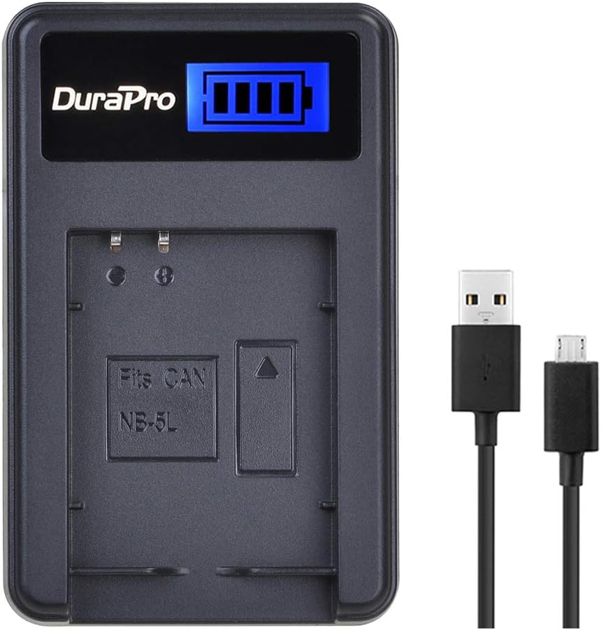 DuraPro NB-5L Battery LCD Charger Replacement for Canon PowerShot SX200 IS,SX210 IS,SD990 IS,SD700 IS,SD790 IS,SD800 IS,SD850 IS,SD870 IS,SD880 IS,SD890 IS,SD900,SD950 IS,SD970 IS Digital Cameras