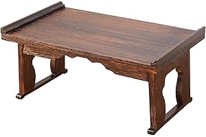 GZQWDC Japanese Floor Table, Small Coffee & Tea Table, Altar for Meditation, Low Table for Sitting on Floor, Wood Bed Tray Wi