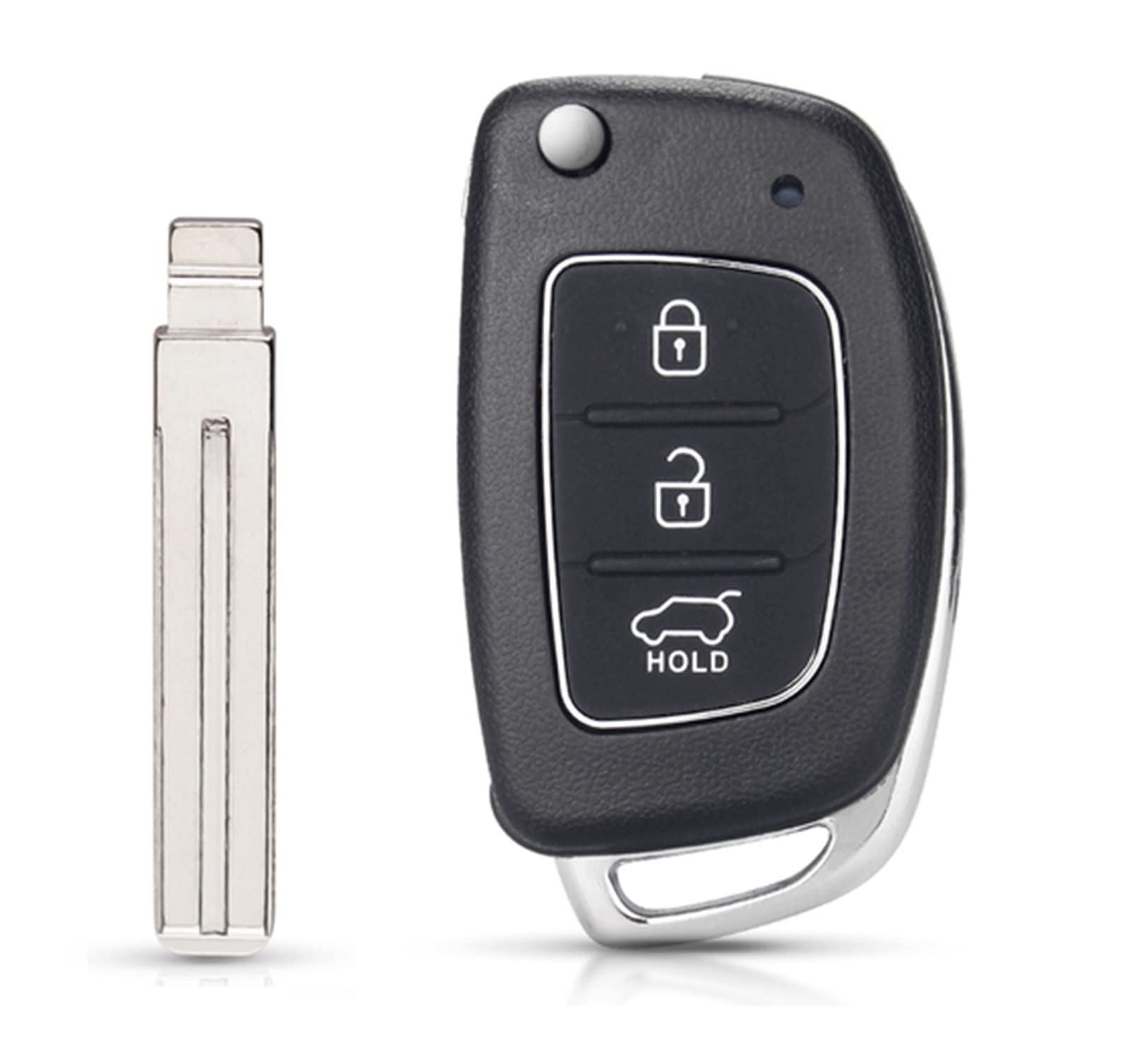 Hyundai Klay Fob Replacement for I20, I30, I40, ix20, ix30, ix35, ix45, ix55, Tucson, Santa Fe Remote Case Shell, 3-Button Remote - With Blade