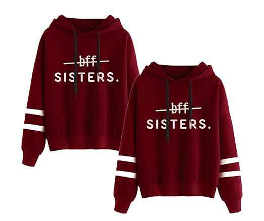 Friends Kapuzenpullis für Zwei Mädchen Best Friends Pullover Freunde Sweatshirt Partner Look Damen BFF Hoodie mit Kapuze warm