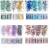 Unime Body Glitter 16 Colors Chunky Glitter for Body Face Hair Make Up Nail Art Mixed Color Glitter