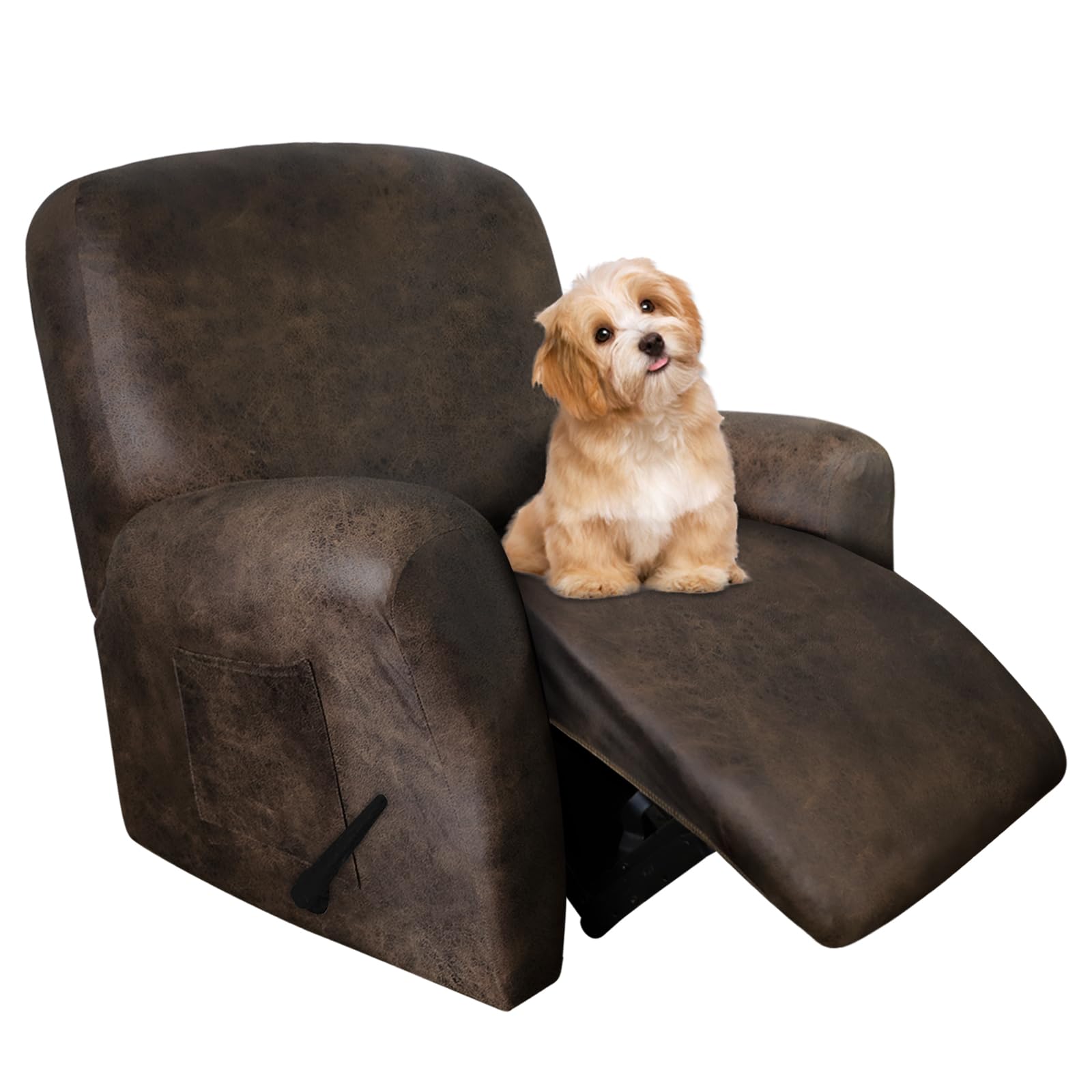 Photo 1 of molasofa Leather Like Recliner Chair Covers - Large Lazy Boy Recliner Chair Covers for Reclining Chair 4 Pieces Washable Recliner Slip Covers That Stay in Place (Dark Brown