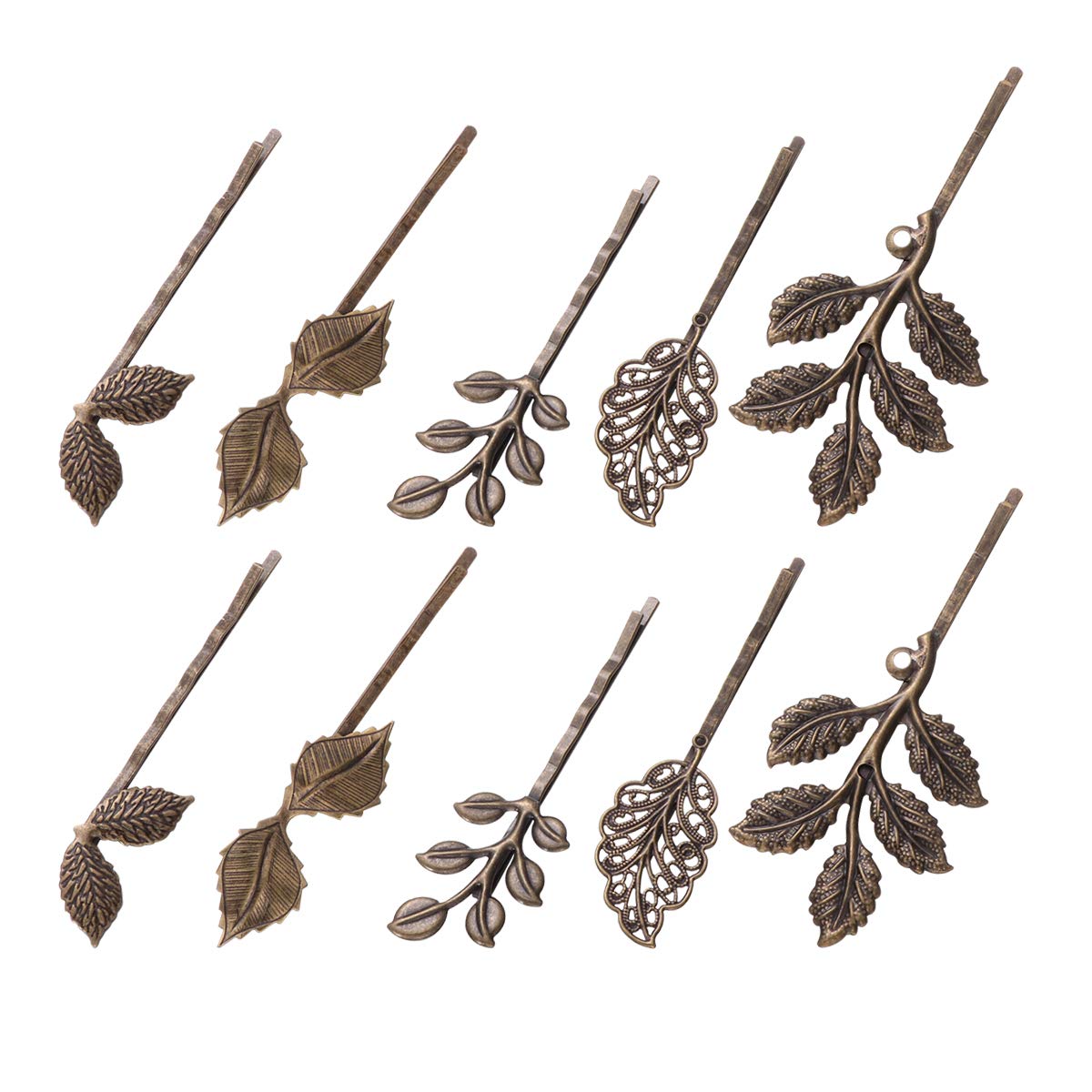 Lurrose 10pcs Vintage Leaf Hairpin Leaf Hair Clip Delicate Hair Accessories Retro Hairpin for Women Bobby Pin for Daily Styling