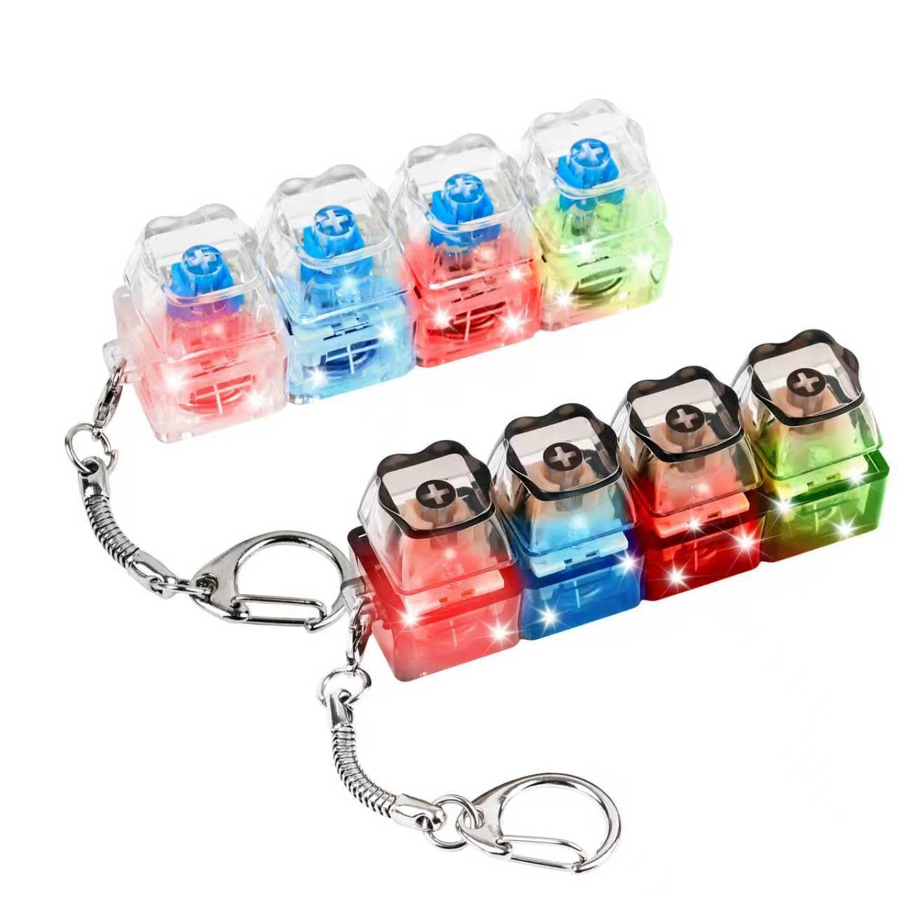 2 Pcs Keyboard Fidget Toy, Loud & Silent Fidget Keychain with LED Lights, Stress Relief Clicker Fidget Keyboard, Boost Focus and Calm Anxiety for Library Office Home (Cat Paw)