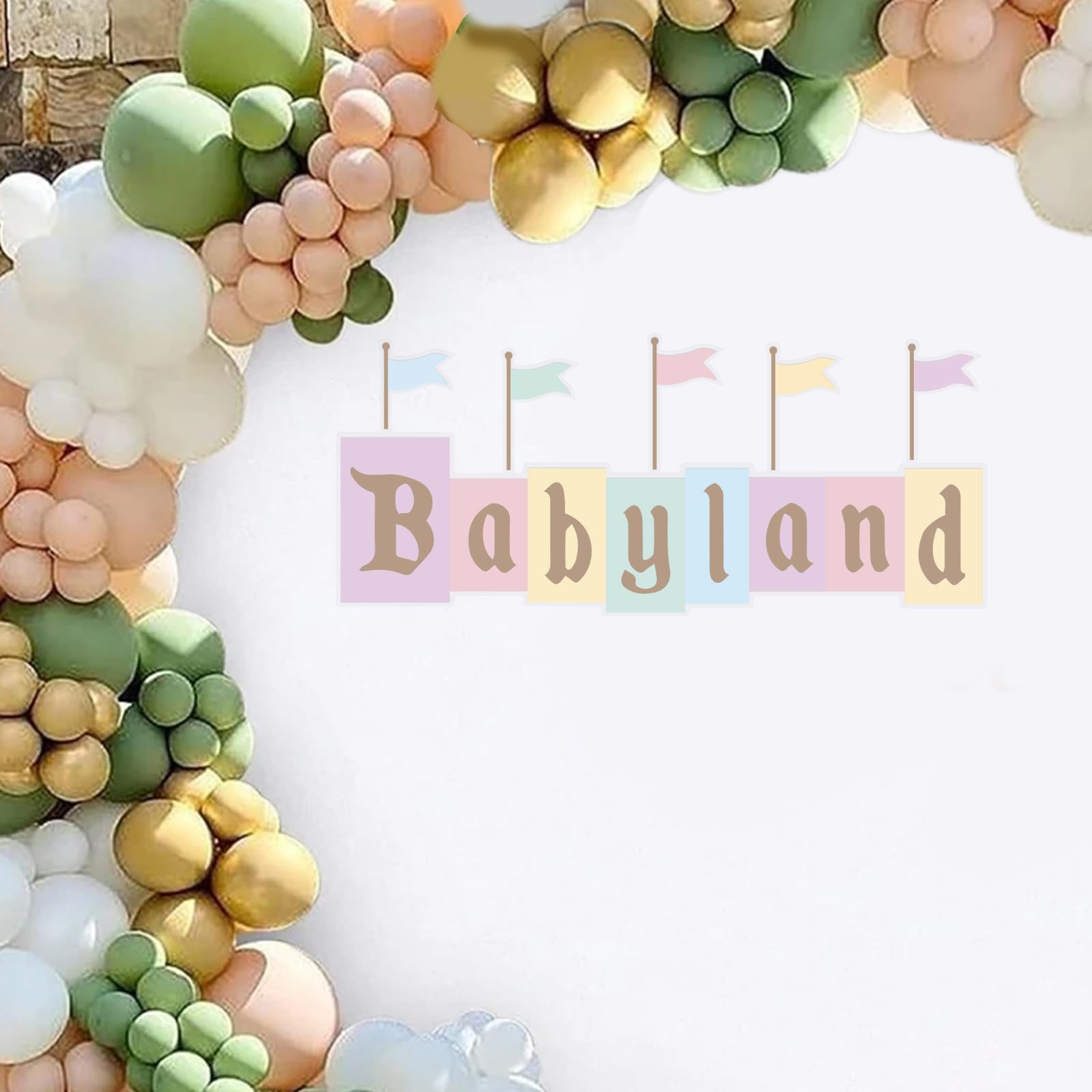 Photo 1 of Babyland Decal Sign for Arch Backdrop, Princess Themed Baby Shower Party Decor, Castle Welcome Baby Sign