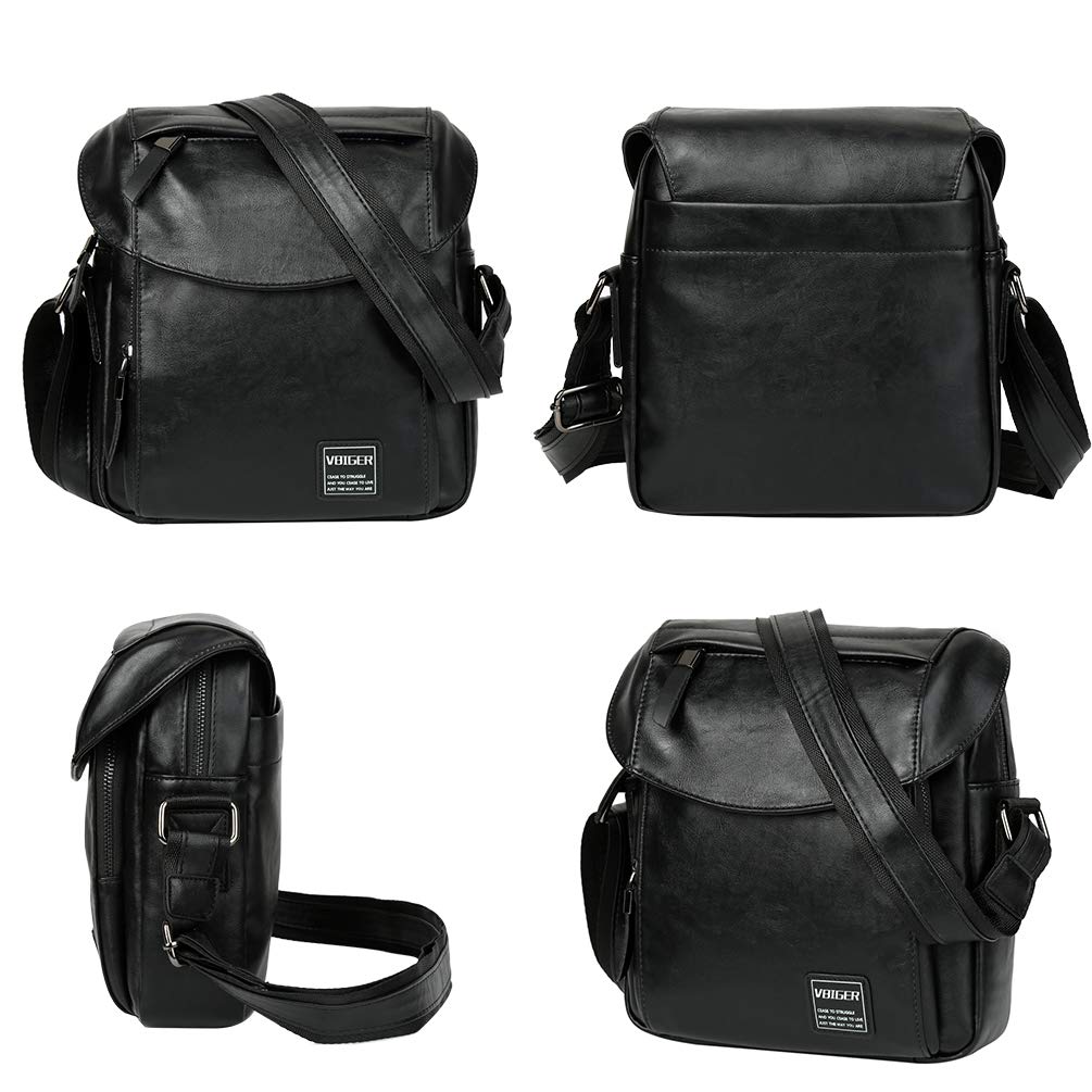 Vbiger Herren Umhängetasche Handtasche Männer Klein Herrentasche Retro Schultertasche Kleine Tasche Herren Schwarz