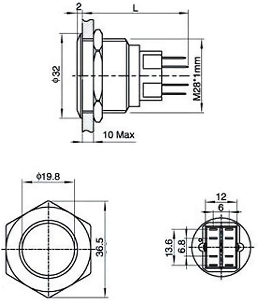 Larcele Push Button Switch 28mm Waterproof Momentary Metal DIY Switch,Large Size,1 Piece JSANKG-15, silver - Image 3