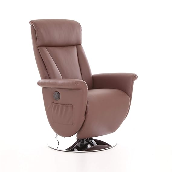 MACO Import Fernsehsessel mit Massage, Relax und Heizfunktion in Kunstleder braun - elektrischer TV Relaxsessel mit Fernbedie