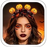 Aiosy Light Up Halloween Pumpkin Headband LED Skull Hairband Ghost Headpieces Gothic Women Hair Accessories for Costume Party