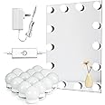 Waneway Vanity Lights for Mirror, DIY Hollywood Lighted Makeup Vanity Mirror Dimmable Lights, Stick on LED Mirror Light Kit for Vanity Set, Plug in Makeup Light for Bathroom Wall Mirror, 14-Bulb