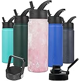 BJPKPK Insulated Water Bottles with Straw Lid, 22oz Cold & Hot Thermo, Stainless Steel Metal Water Bottle with 3 Lids, Reusable Thermo, Cups, Mugs for Daily Use-Blossom