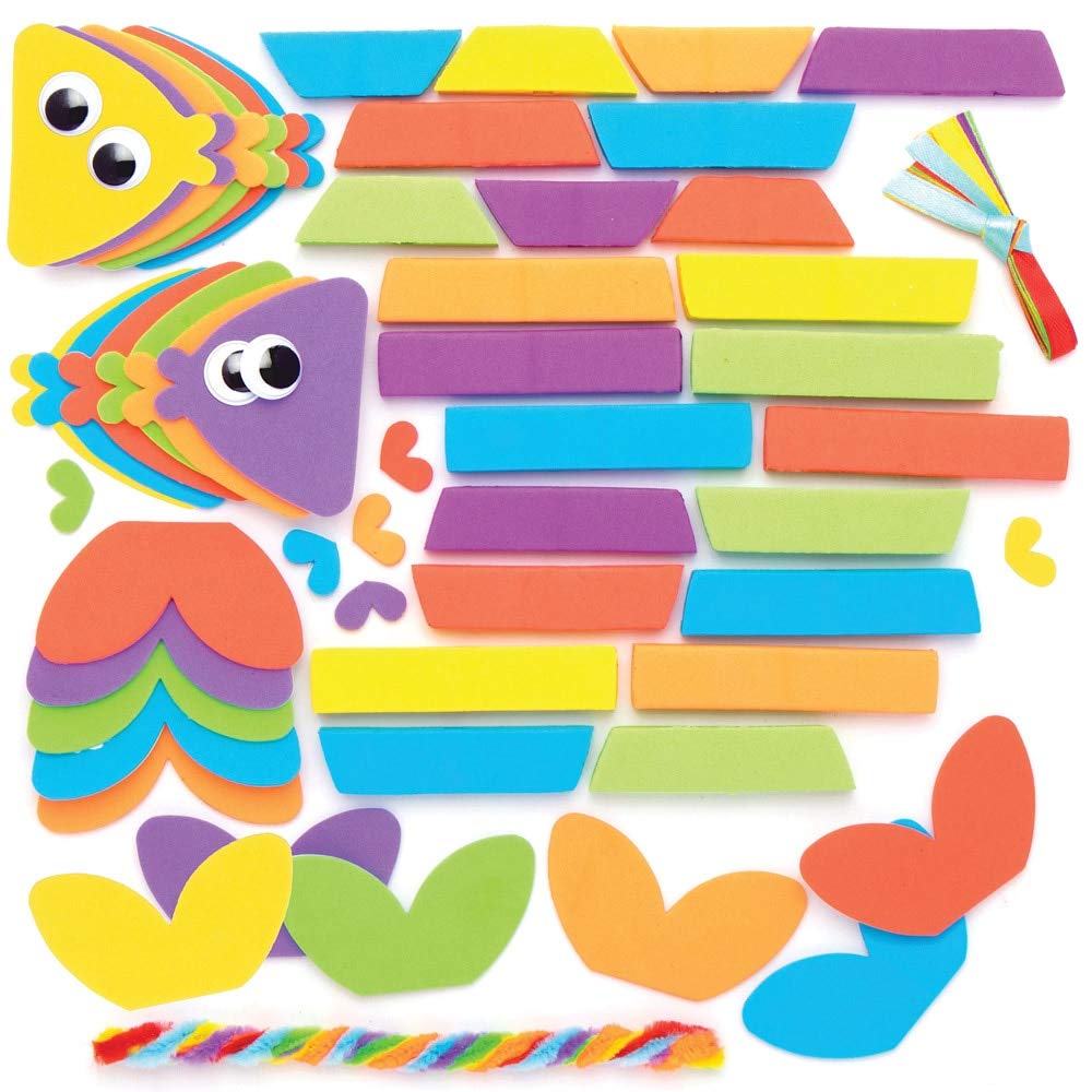 Baker Ross AT918 Fish Stacking Mix & Match Kits - Pack of 6, Creativity for Kids Arts and Crafts Projects