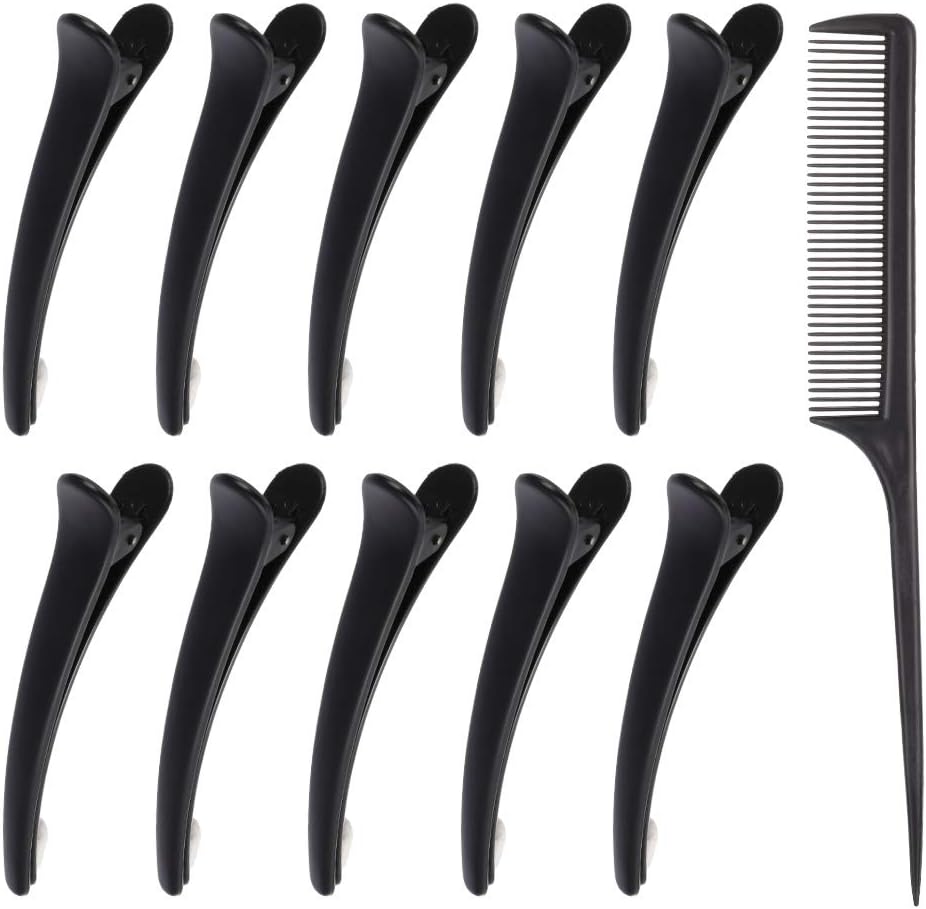 fanshiontide 12 Pcs Crocodile Clips Plastic Sectioning Clamp Styling Hair Clip Non-Slip Crocodile Hairdressing Sectioning Clamp DIY Accessories Hairgrip