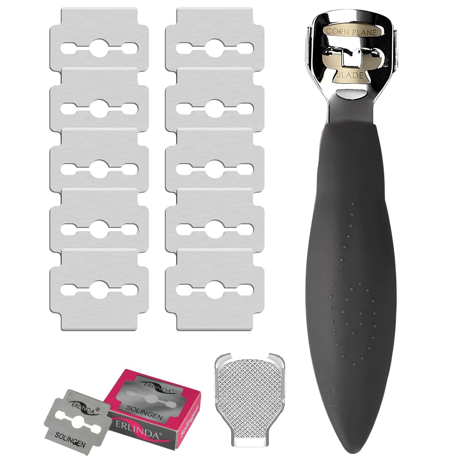 YNR Callus Remover for Feet - Foot File Corn & Callus Remover, Pedicure Tool Includes 10 Replacement Heads, Heel Scrubber & Scraper, Corn Remover for Feet | (Black)