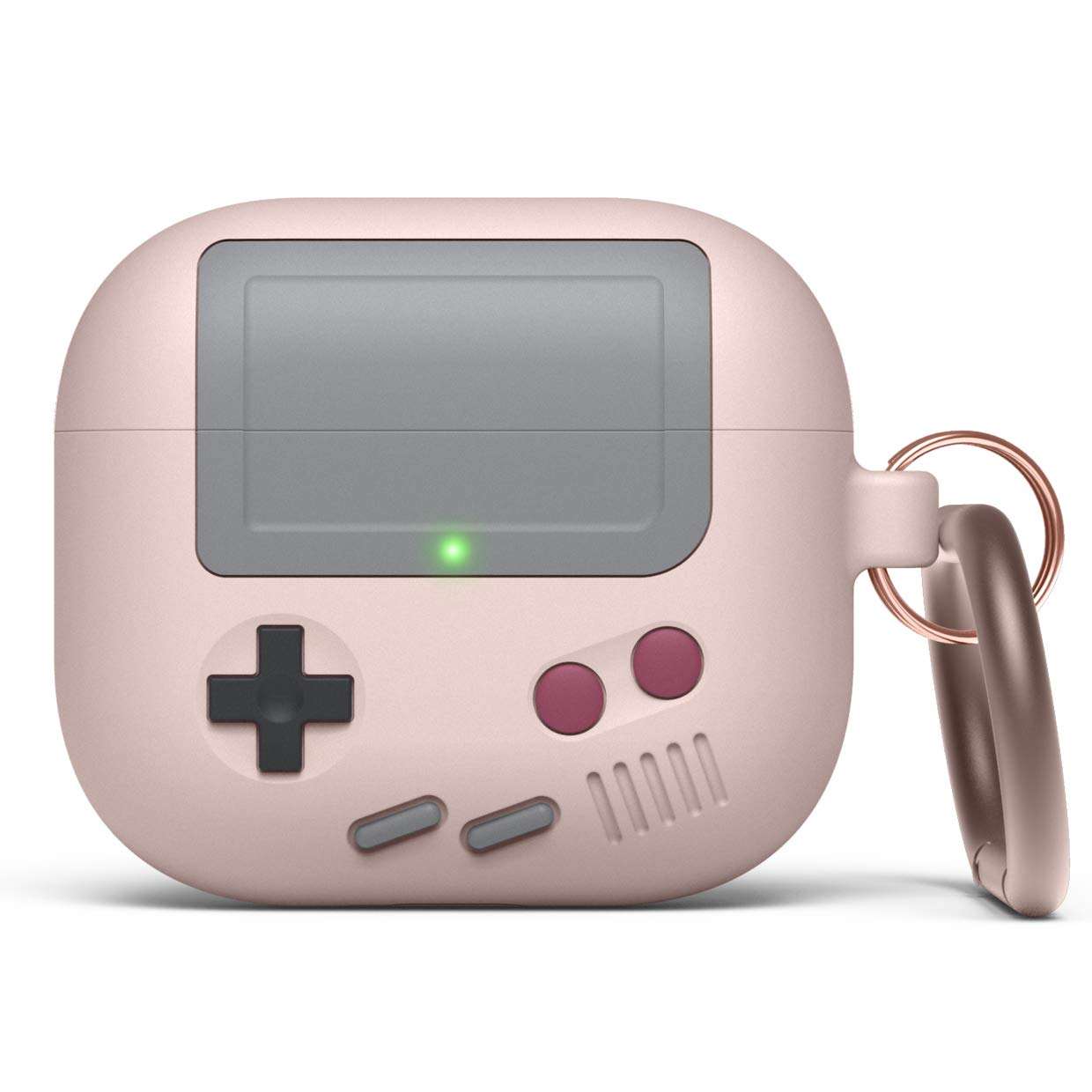 elago AW5 Case Compatible with AirPods 3 Case, Classic Game Player Console Design Case with Keychain, Support Wireless Charging (Sand Pink)