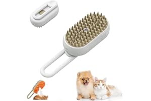 TROPAME Cat Hair Steam Brush for Shedding，Cloud Care Cat Brush, 2024 Best Cat Steam Brush, Pet Steam Brush, 3-in-1 Self-Cleaning Cat Brush with 360° Rotating Arm, Detachable Silicone Bristle Head (White)
