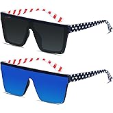 LYZOIT Square Oversized Sunglasses for Women Men Big Flat Top Fashion Shield Large UV Protection Rimless Shades