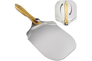 Pizza Peel 12 inch Aluminum Pizza Paddle with Foldable Wooden Handle (Only Pizza Peel)