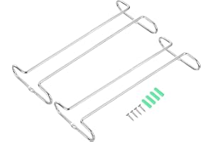 uxcell Wine Glass Rack Under Cabinet, 2Pcs 10-Inch Stemware Wine Glass Hanging Rack Stainless Steel Wine Glass Organizer Stor