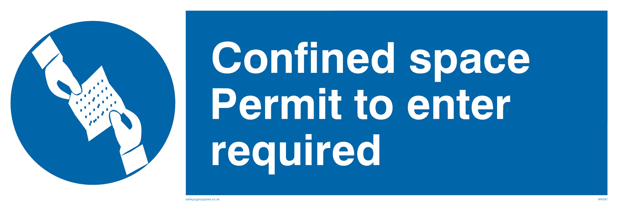 Pack of five - Confined Space Permit To Enter Required Sign - 300x100mm - L31