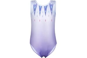 EQSJIU Gymnastics Leotards for Girls Kids Sparkly Patterned Rainbow Galaxy Aurora Colorful Butterfly Flower Dancewear