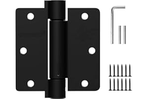 OMANSKO 2 Pack Self Closing Door Hinges 3.5 inch Matte Black Door Hinges Spring Loaded Auto Close Hinges 1.4'' Radius Corners Adjustable Tension for Interior Door 3 1/2 Auto Self-Closing Hinge