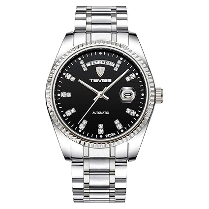 TEVISE Geschäftsleute Automatische Mechanische Uhr Zeit Kalenderanzeige Edelstahlband Leuchtende Hände Armbanduhr